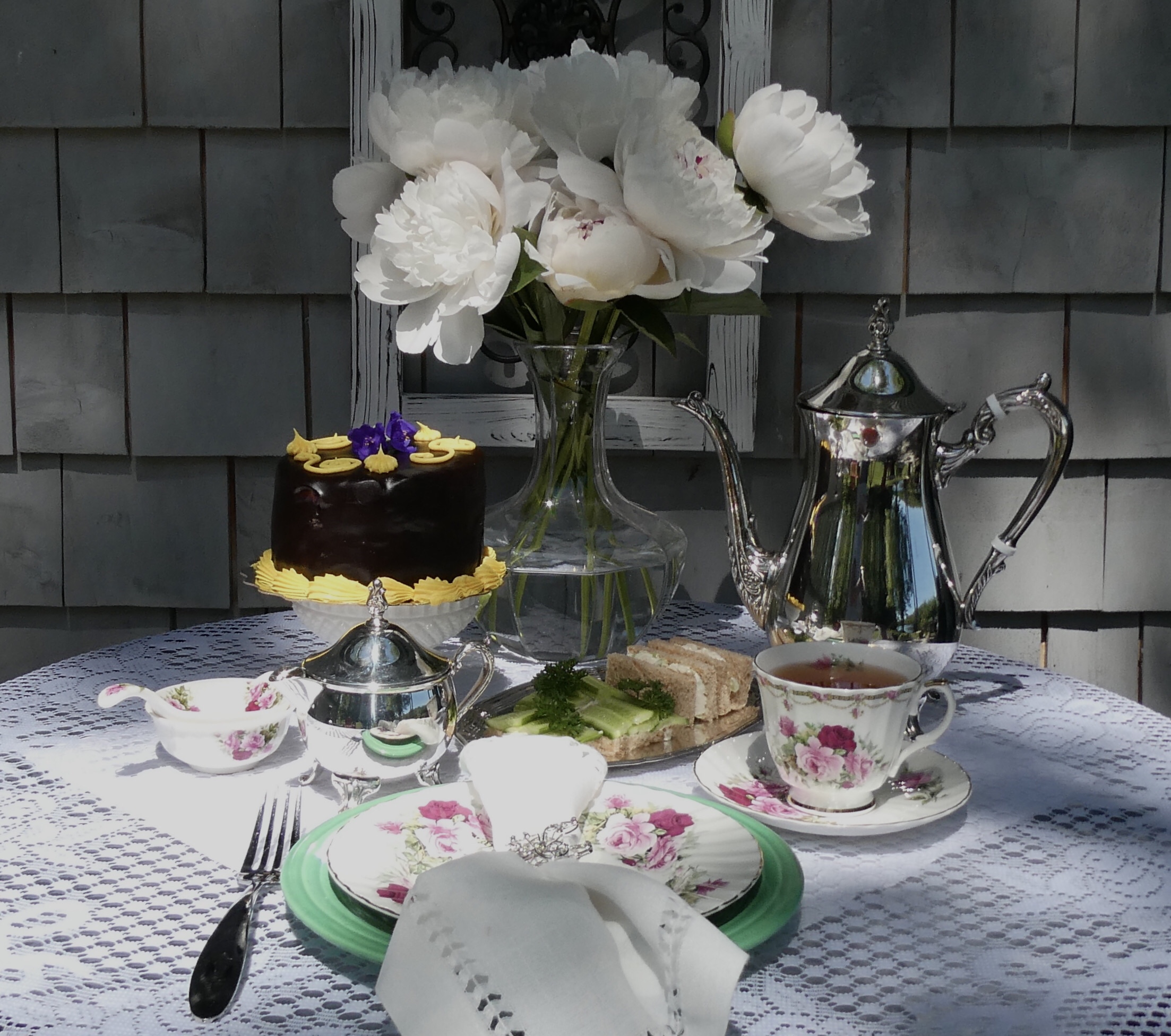 Silver Tea set with cake